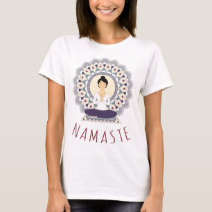 Namaste in Lotus Pose - Yoga Asana T-shirt