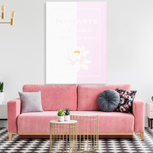 Namaste in Roze en Wit Canvas Afdruk (Insitu (Woonkamer))