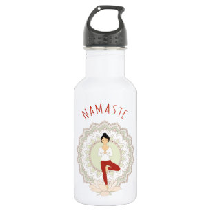 Namaste in Tree Pose - Yoga Asana Woman - fles