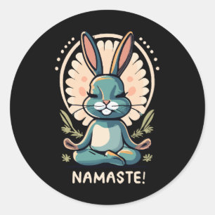 namaste konijn yoga konijn meditatie ronde sticker