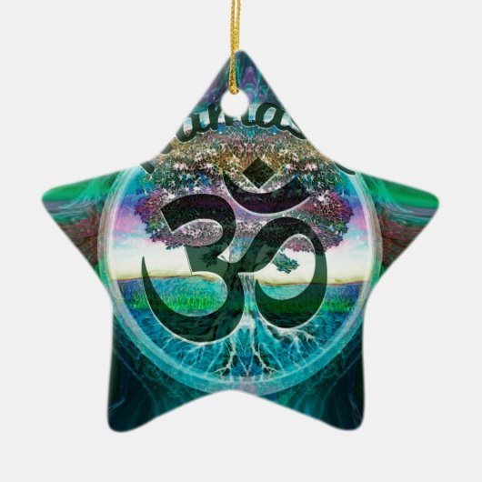 Namaste levensboom keramisch ornament (Voorkant)