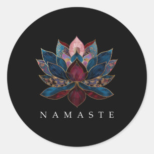 Namaste Lotus Bloem Zen Boeddhisme Yogi Boeddhisti Ronde Sticker