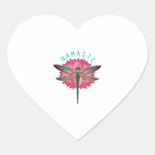 Namaste Lotus Dragonfly Yoga Hart Sticker