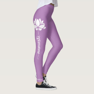 Namaste Lotus Flower Moderne Personalized Name Leggings