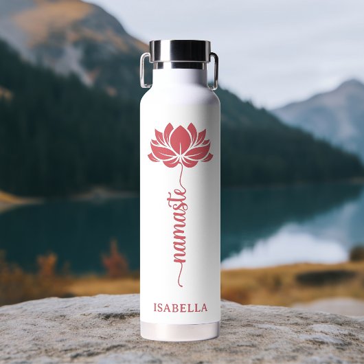 Namaste Lotus Flower Moderne Personalized Name Waterfles
