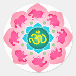 Namaste Lotus Flower Om Yoga Ronde Sticker