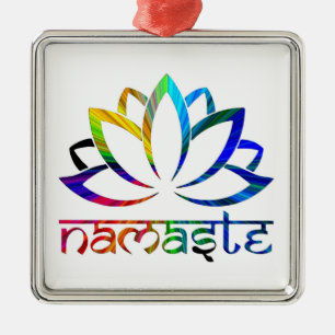 Namaste, Lotus Flower, Rainbow, Spiritueel Ornamen Metalen Ornament