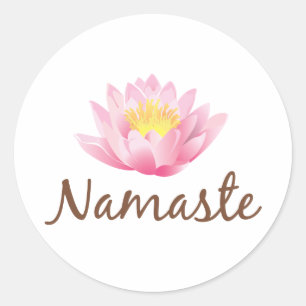 Namaste Lotus Flower Yoga Ronde Sticker