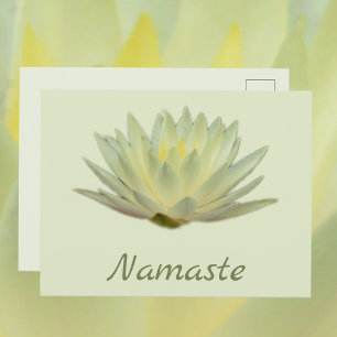Namaste Lotus Waterlelie Geel Groen Bloemmotief Briefkaart