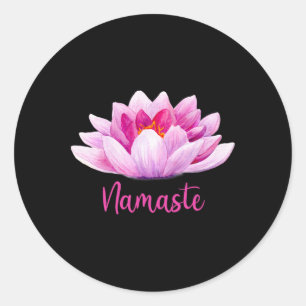 Namaste Lotus Yoga Cadeaus Meditatie Mediteren Blo Ronde Sticker