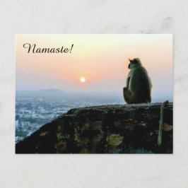 Namaste Meditatie Yoga Aap in India bij zonsonderg Briefkaart