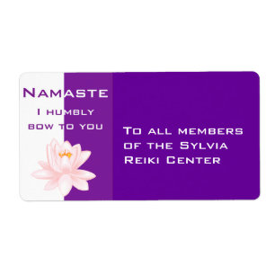 Namaste met lotusbloem etiket