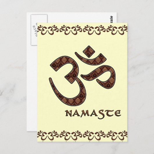 Namaste met Om Symbol Brown en Cream Briefkaart (Voorkant / Achterkant)