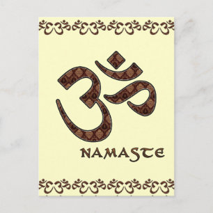 Namaste met Om Symbol Brown en Cream Briefkaart