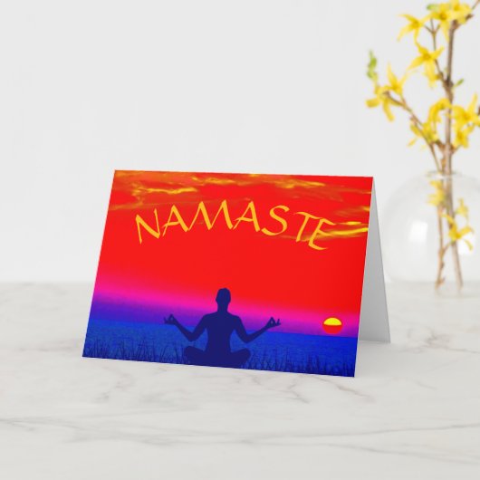 Namaste Mindfulness Meditation and Yoga Zen Sunset Kaart (Gele Bloem)