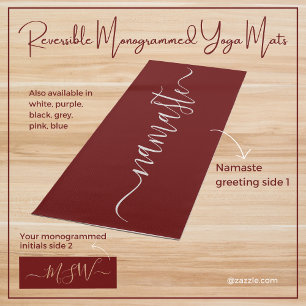 Namaste Monogram Initiaal Maroon Bourgogne Omkeerb Yogamat