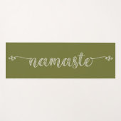 Namaste Olive Green Whimsical Script Fitness Yogamat (Voorkant (horizontaal))