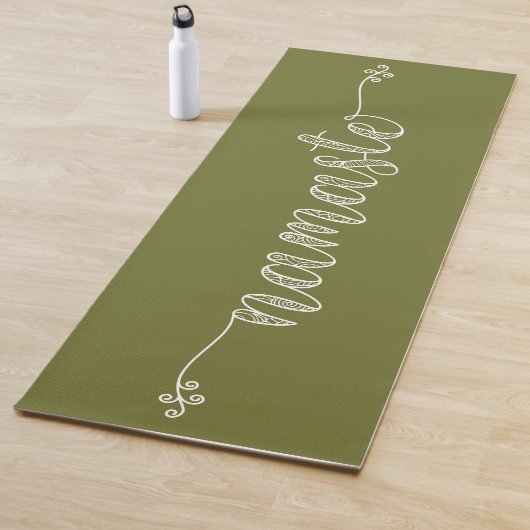 Namaste Olive Green Whimsical Script Fitness Yogamat (In situ)