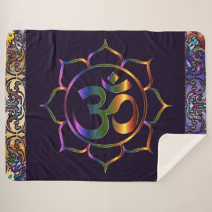 Namaste Om Lotus Rainbow Sherpa Blanket Deken