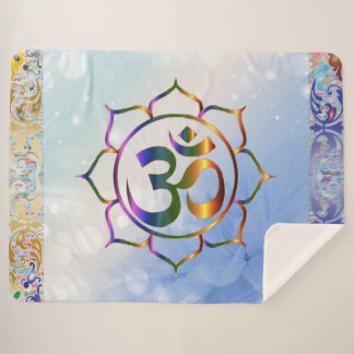 Namaste Om Lotus Rainbow Spirituele Vintage Sherpa Deken