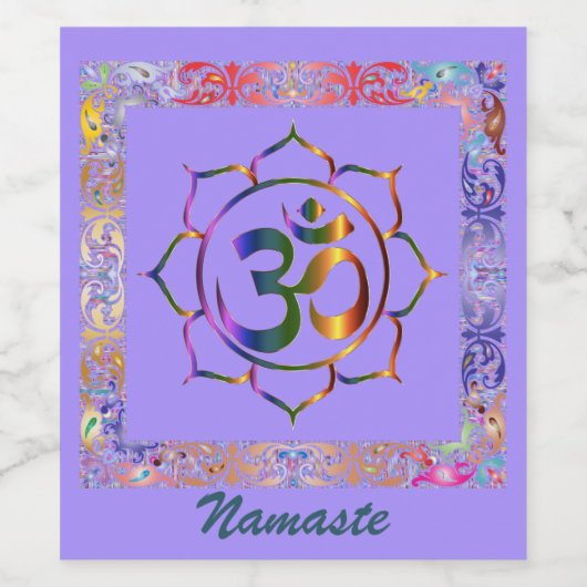 Namaste Om Lotus Rainbow Wijn Etiket (Enkel label)