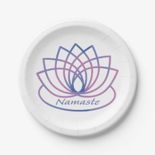 Namaste Paars en Roze Lotus Flower Papieren Bordje