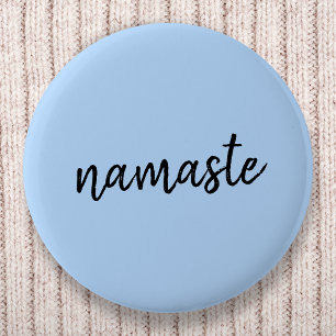 Namasté   Pastel Blue Yoga Spirituele aanhef Ronde Button 5,7 Cm