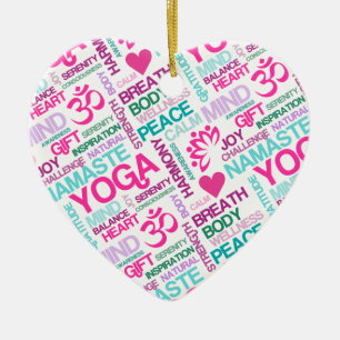 Namaste, Peace and Harmony Pink YOGA-patroon Keramisch Ornament