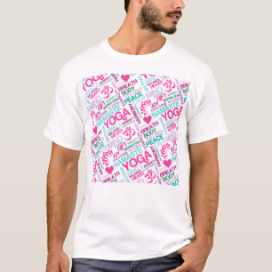 Namaste, Peace and Harmony Pink YOGA-patroon T-shirt
