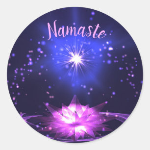 Namaste Purple Crystal Lotus Bright Star Ronde Sticker