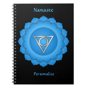 Namaste Quote Blue Throat Chakra Chi personaliseer Notitieboek