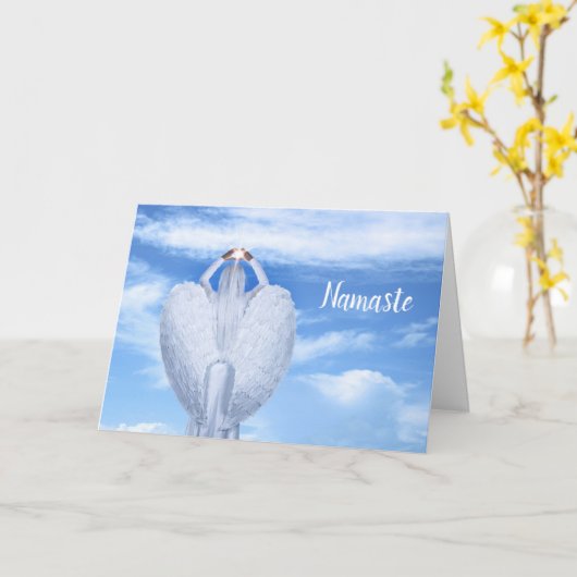Namaste Quote Dank U Ascentie Engel met Vleugels Kaart (Gele Bloem)