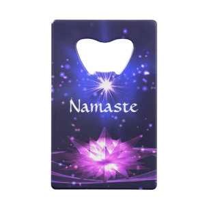Namaste Quote Paarse Crystal Lotus & Star Kredietkaart Flessenopener