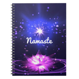 Namaste Quote Paarse Crystal Lotus & Star Notitieboek