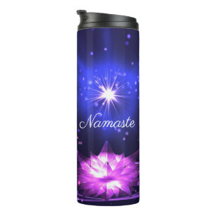 Namaste Quote Paarse Crystal Lotus & Star Thermosbeker