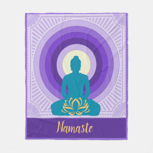 Namaste Quote Paarse Zen Buddha Yoga Meditation Fleece Deken