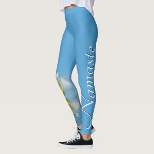 Namaste reflecterende Lotus Flower Sky Blue Yoga Leggings