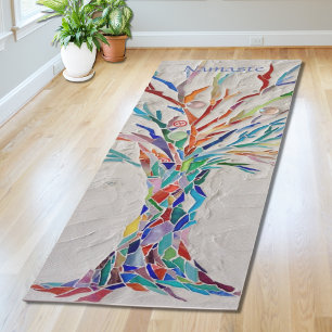 Namaste Regenboog Kleuren Mozaïek Boom Yogamat