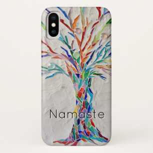 Namaste regenbooggekleurde boom iPhone x hoesje