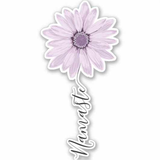 Namaste Script Lila Daisy Flower Stem Sticker (Voorkant)