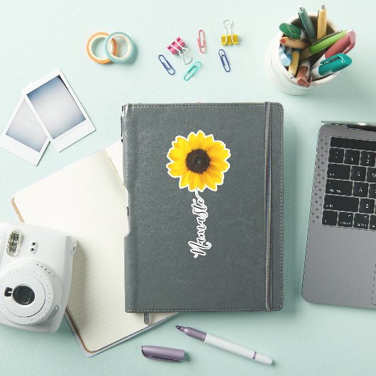 Namaste Script Sunflower Stem Sticker (iPad Cover)