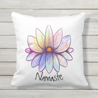 Namaste, splaatstpastel lotusbloem wit buitenkussen