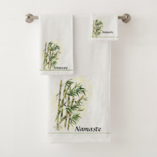 Namaste sur Bamboo Salutation respectueuse et poli