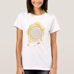 Namaste – T-shirt de yoga avec fleur de vie dorée