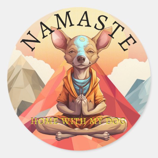 Namaste, thuis met mijn hond! Sticker (Voorkant)