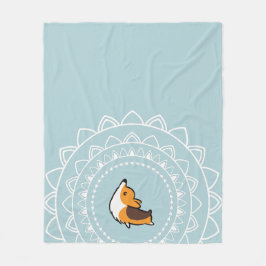 Namaste Tricolor Corgi Fleece Throw Blanket
