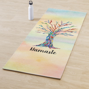 Namaste Waterverf Regenboog Boom Yogamat