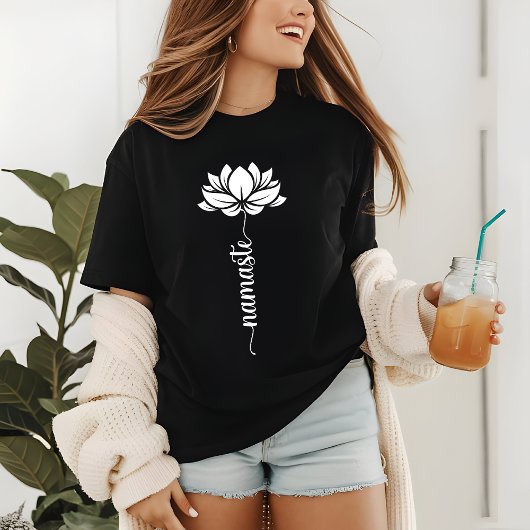 Namaste White Lotus Flower Modern script Tri-Blend Shirt
