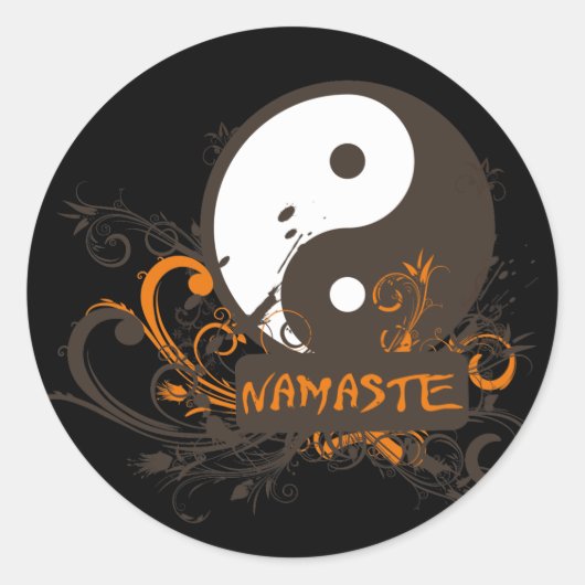 Namaste Yin Yang Ronde Sticker (Voorkant)