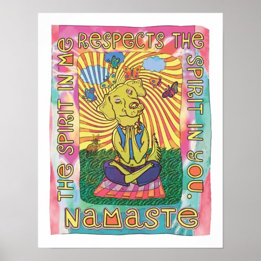 Namaste Yoga Dog Poster (Voorkant)
